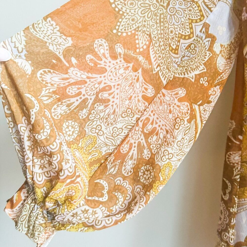 Haute Hippie Paisley Print Long Sleeve Chiffon Dress M - Picture 4 of 9